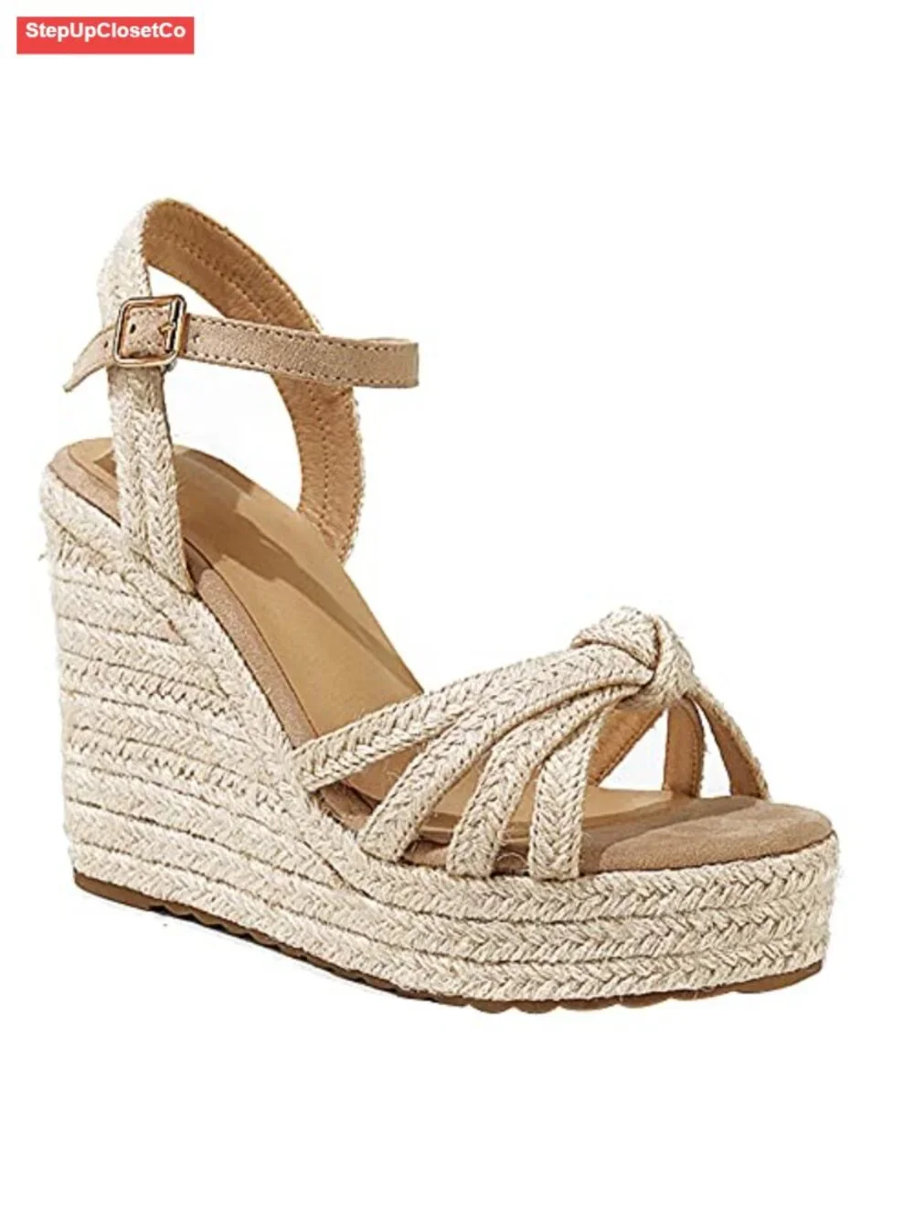Women's Braided Espadrille Wedge Sandals with Ankle Strap